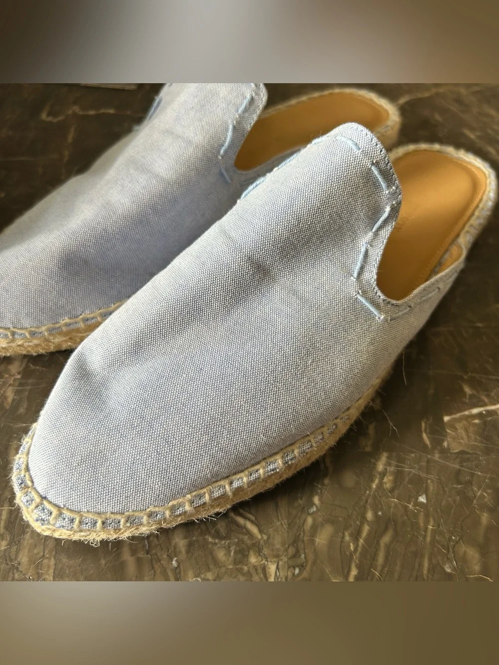 Matt Bernson SMYL Chambray Mules Espadrilles Baby Blue Canvas Size 9 Women’s